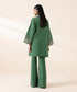 Women's Unstitched Dobby Green Embroidered 2 Piece Suit